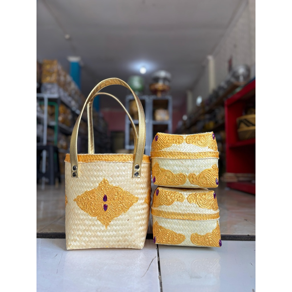 Tas keben bambu lukis prada full pernis