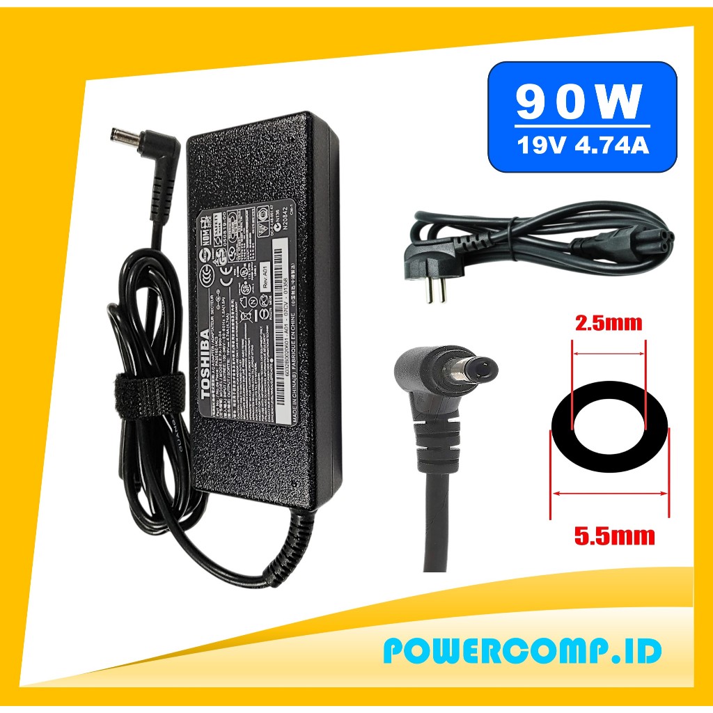19V 4.74A 90w - AC Adapter Compatible for Toshiba PA3467U-1ACA, PA3714U-1ACA, PA3715U-1ACA
