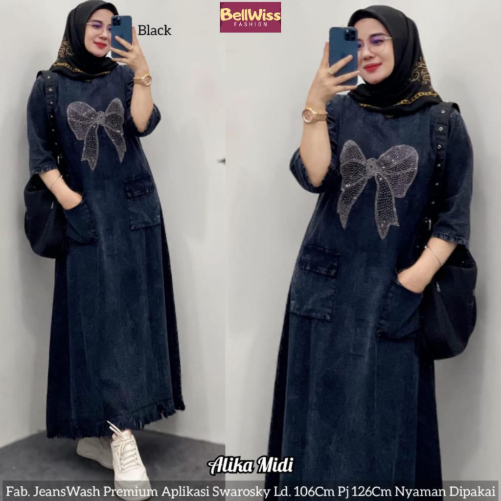 KEIRA MIDI • ALIKA MIDI •RENI MIDI BY BELLWISS / Midi jeans wanita / dress jeans