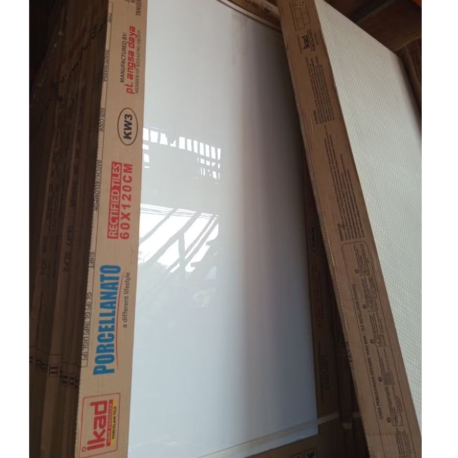 Granit lantai putih polos Glossy 60x120 Gpl Swan white - ikad porcelanto
