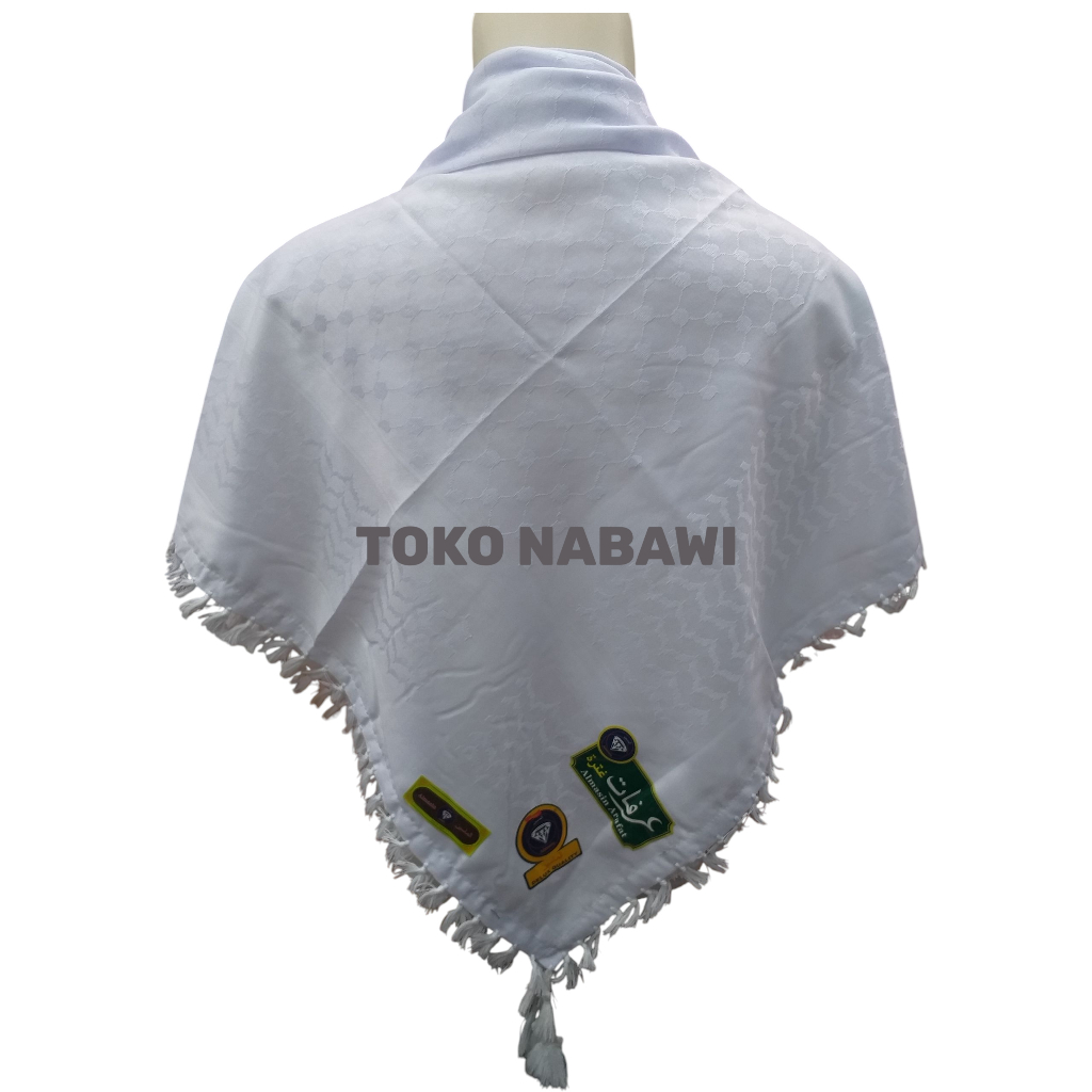 Sorban Putih Polos Almasin Arafat Koncer Rumbai