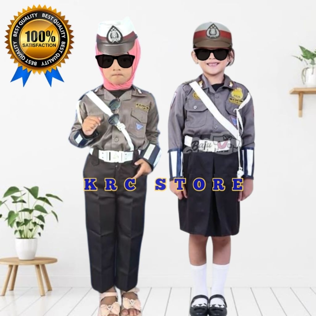 BAJU SERAGAM ANAK POCIL POLISI WANITA / KOSTUM ANAK POLISI POLWAN / BAJU KARNAVAL ANAK POLISI POLWAN