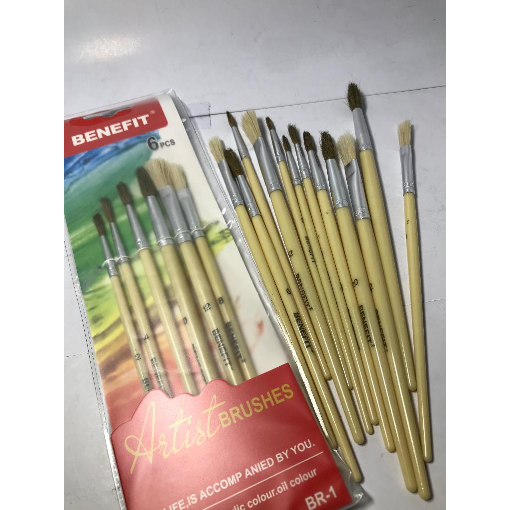 

(1SET ISI=6) KUAS LUKIS / ARTIST BRUSHES BENEFIT BR-1 BERBAGAI MODEL