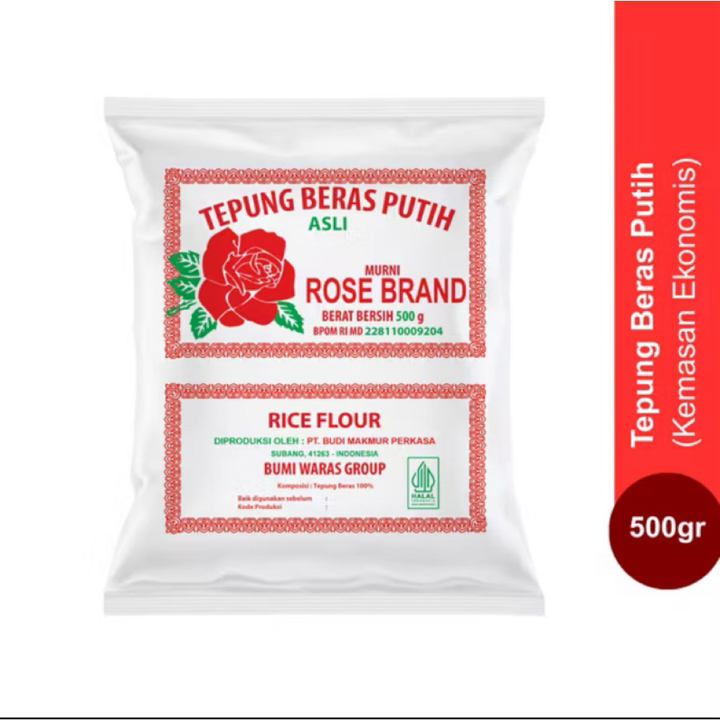 

Rose Brand Tepung Beras Putih Kemasan Ekonomis 500g – Halus, Asli, Siap Olah