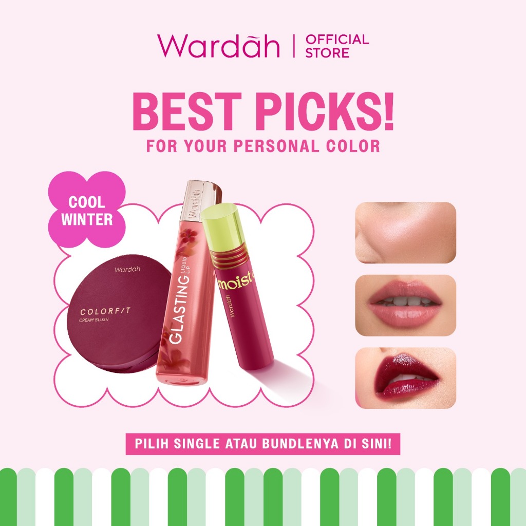 [PCA: COOL WINTER] WARDAH Your Cool Winter Packlist Cream Blush - Moist Dew Tint - Glasting Liquid L
