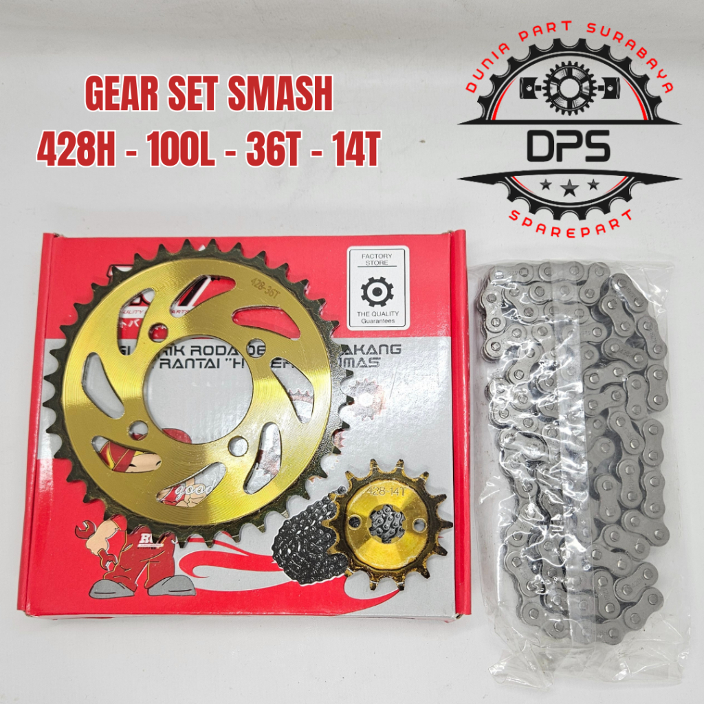 GEAR SET ASSY SMASH SMASH 428H 100L 36T 14T GEAR GIR SET GIR PAKET SMASH