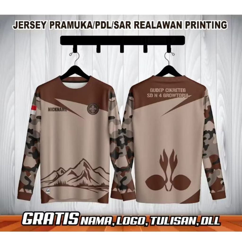 Jersey Kaos Pramuka Terbaru Fullprinting Bebas Custom Logo