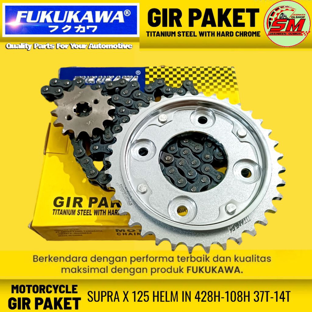 Gear Set Paket Std Honda Supra X125 Helm In Fukukawa 428H-108L 37T-14T