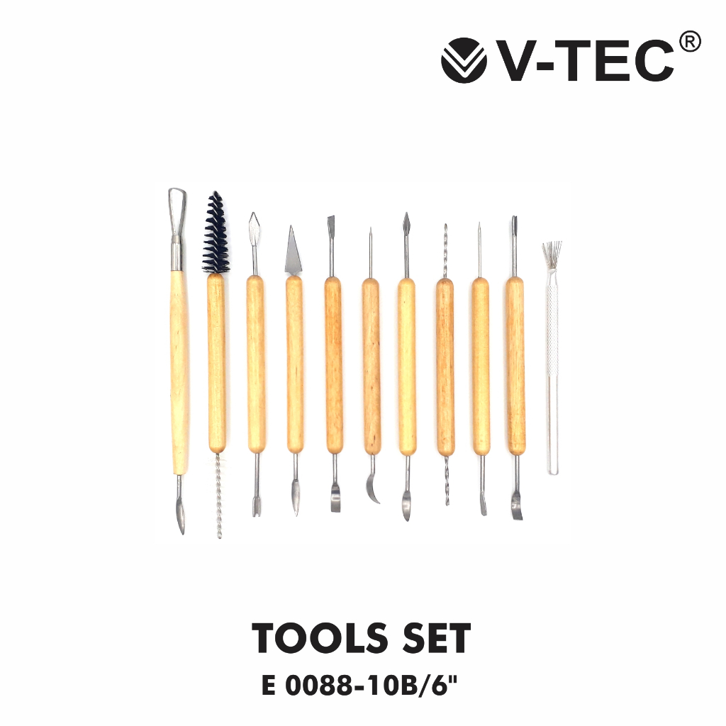 

Set Tools Set V-TEC E 0088-10B/6" / Isi 11 PCS Clat Tools Pottery Alat Pahat Ukir