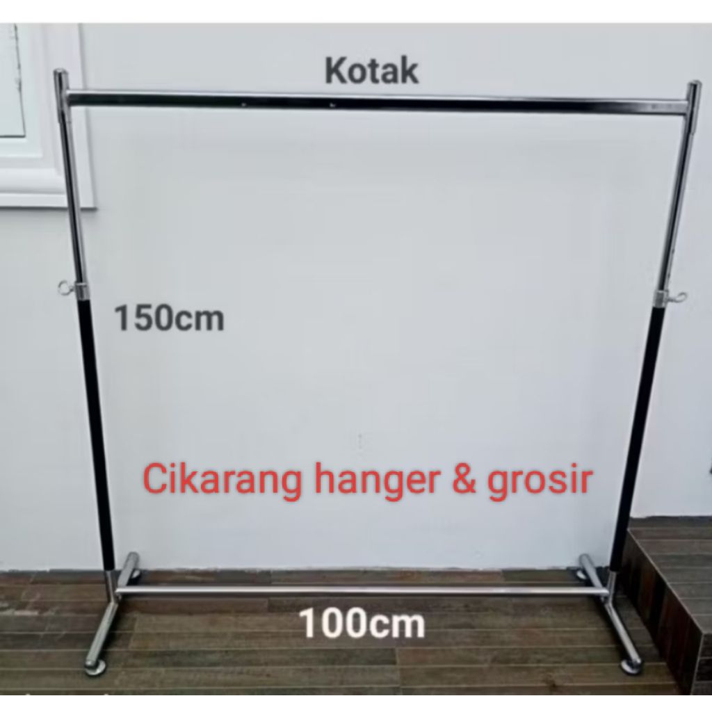 Hanger Gantungan Baju Palang Kotak 1 M ( 100 CM) / Gawang Pajangan Baju Display Toko