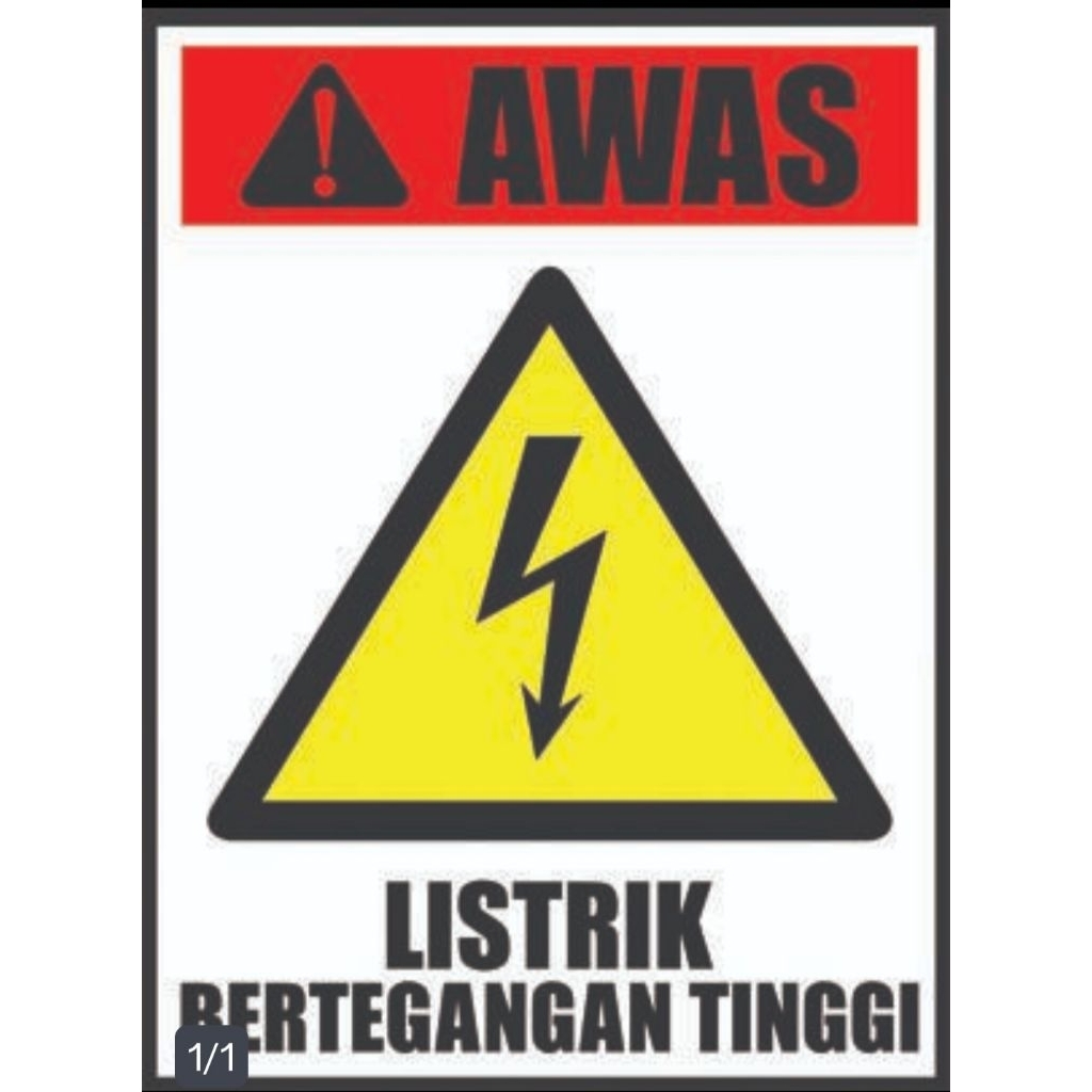 

sticker print awas listrik besar