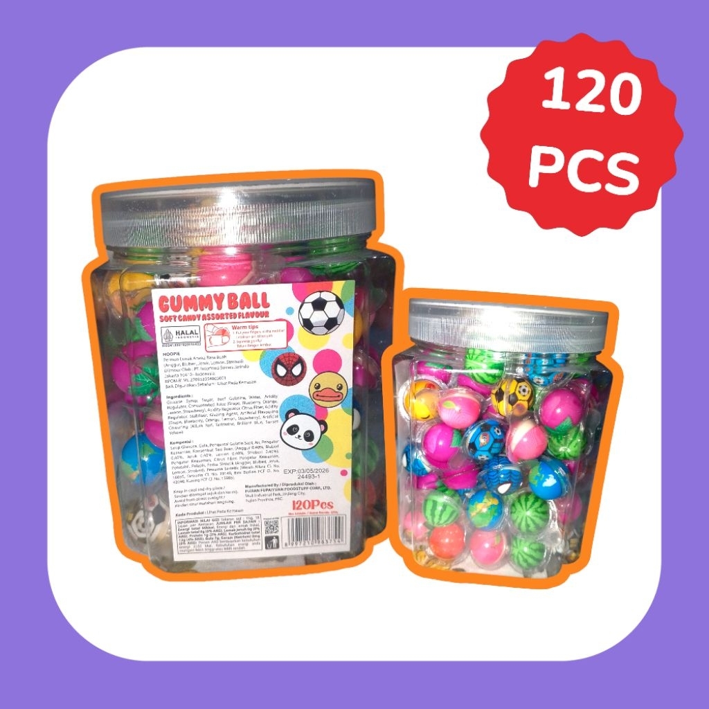 

Hoopie permen lunak Gummy ball isi 120 pcs