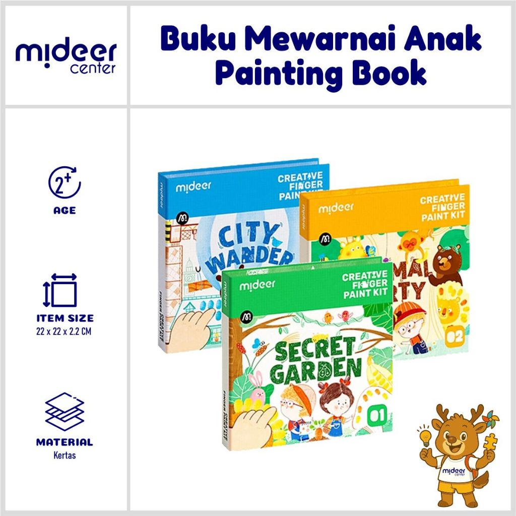 Mideer Buku Mewarnai Anak - Painting Book | Finger Painting Kit Coloring Sensory Play - Mainan Eduka