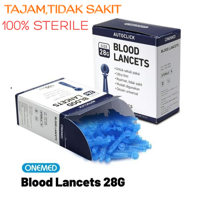 TERMURAH ONEMED Blood Lancet 28G 100S/jarum bekam/jarum lancing/jarum medis/jarum tes darah