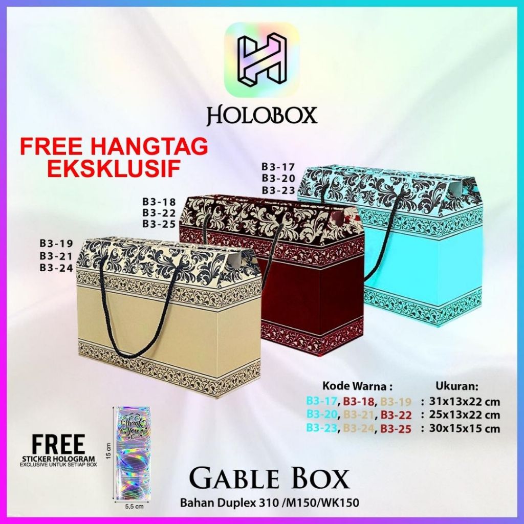 

Kotak Kado / Gagble / kue / Hampers / Serbaguna / Dus / Box / Packaging / 30X15X15 / B3