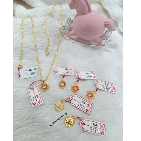 liontin bunga emas 24k / 999 kadar