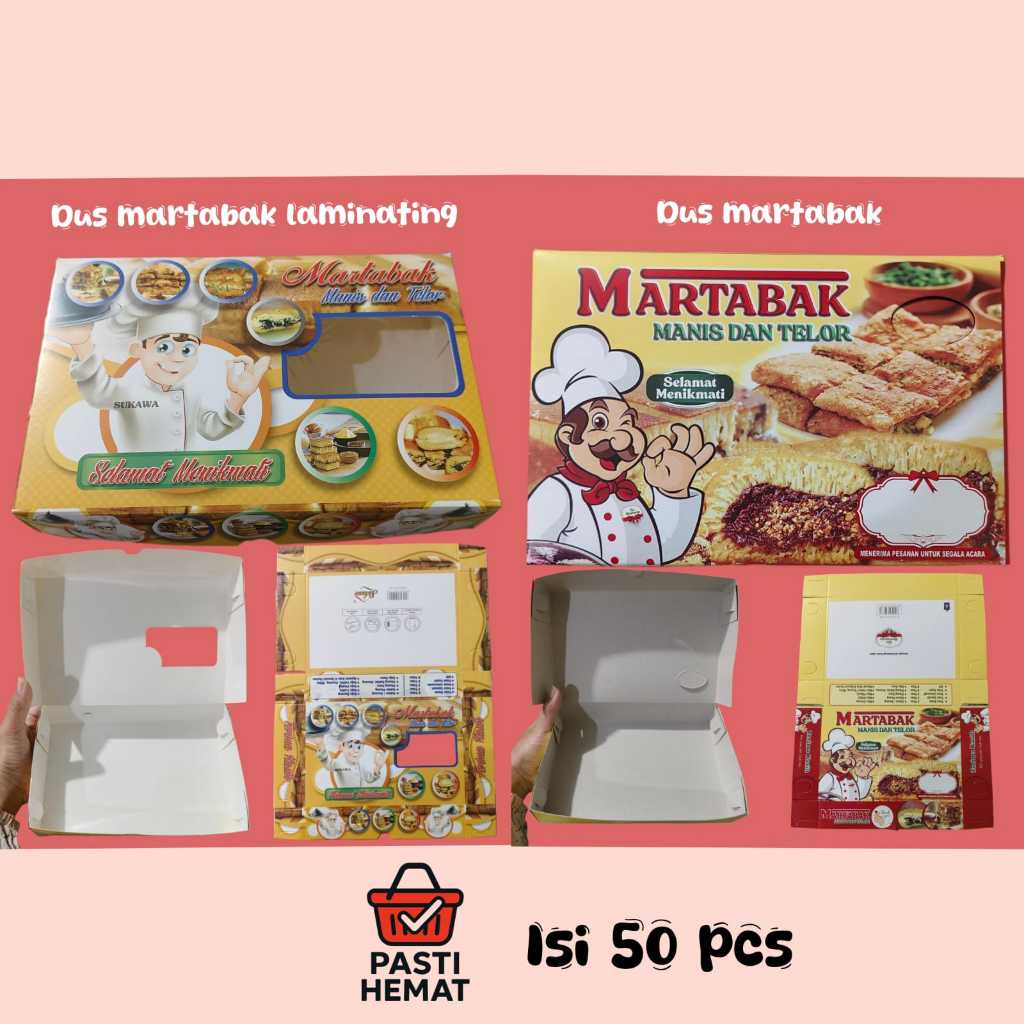 

50pcs Dus Martabak (21 x 13,5 x 4cm) Box Martabak Telur & Manis Duplex 310 Kotak Martabak Murah
