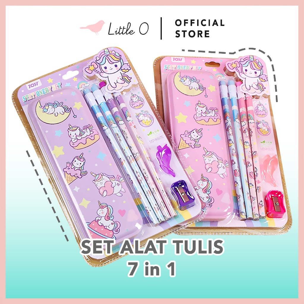 

LITTLE O Set Alat Tulis 7in1 Alat Tulis Anak Kotak Pensil Paket Study Set Case Sanrio Unicorn Stationery Goodiebag Lengkap Karakter