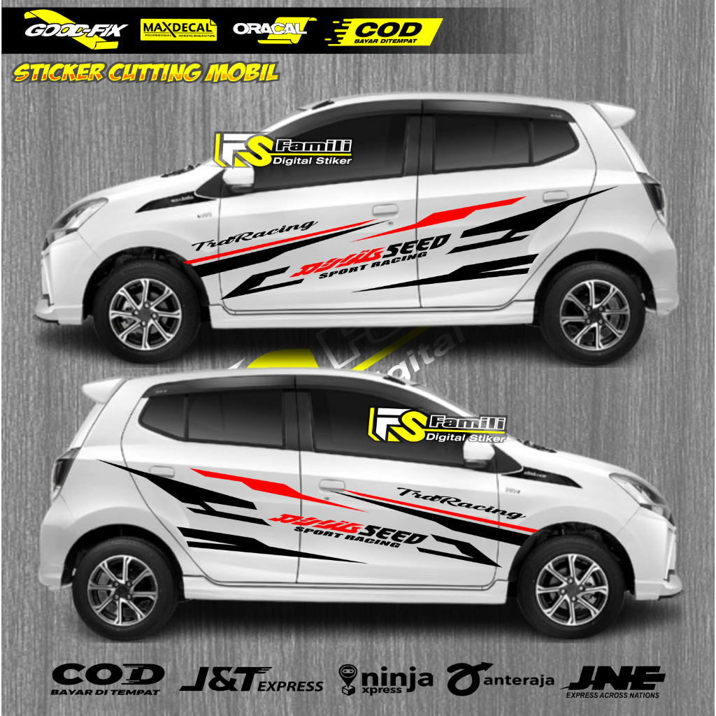 Striping Stiker Mobil R Sporty Stiker Cutting Body Samping Stiker Mobil Ayla Agya Avanza Xenia Sigra