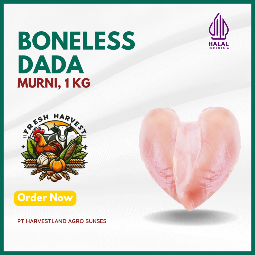 

Daging Ayam Boneless Dada Murni / Kulit / Kipas / Giling / Fillet / Dadu / pakai punggung / tanpa punggung ( FRESH & FROZEN ) Kemasan 1Kg HARVESTLAND