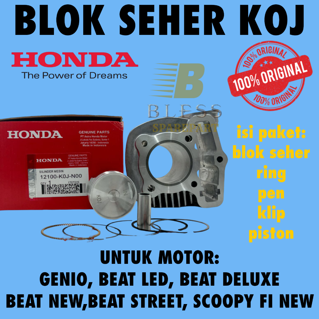 BLOK SEHER KODE KOJ MOTOR, Scoopy Beat street Beat Led Genio Beat deluxe block seher cylinder
