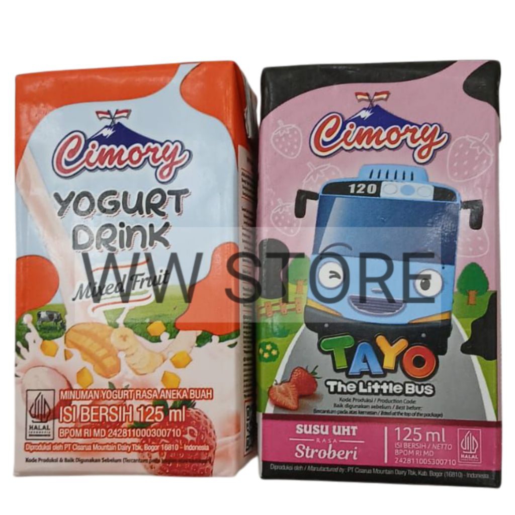 

Minuman yoghurt rasa aneka buah campur stroberi halal MUI Cimory YOGURT DRINK Strawberry / Mixed Fruit kemasan kotak box 125ml