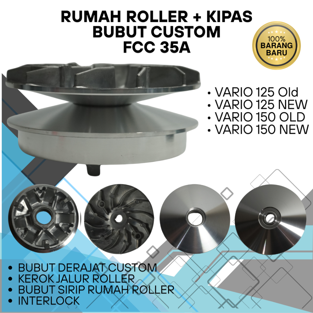 PULLEY SET 35A RUMAH ROLLER CUSTOM 35A  BUBUT CUSTOM BUBUT 13,5  13,8  14  14.2  14.5 VARIO125 150