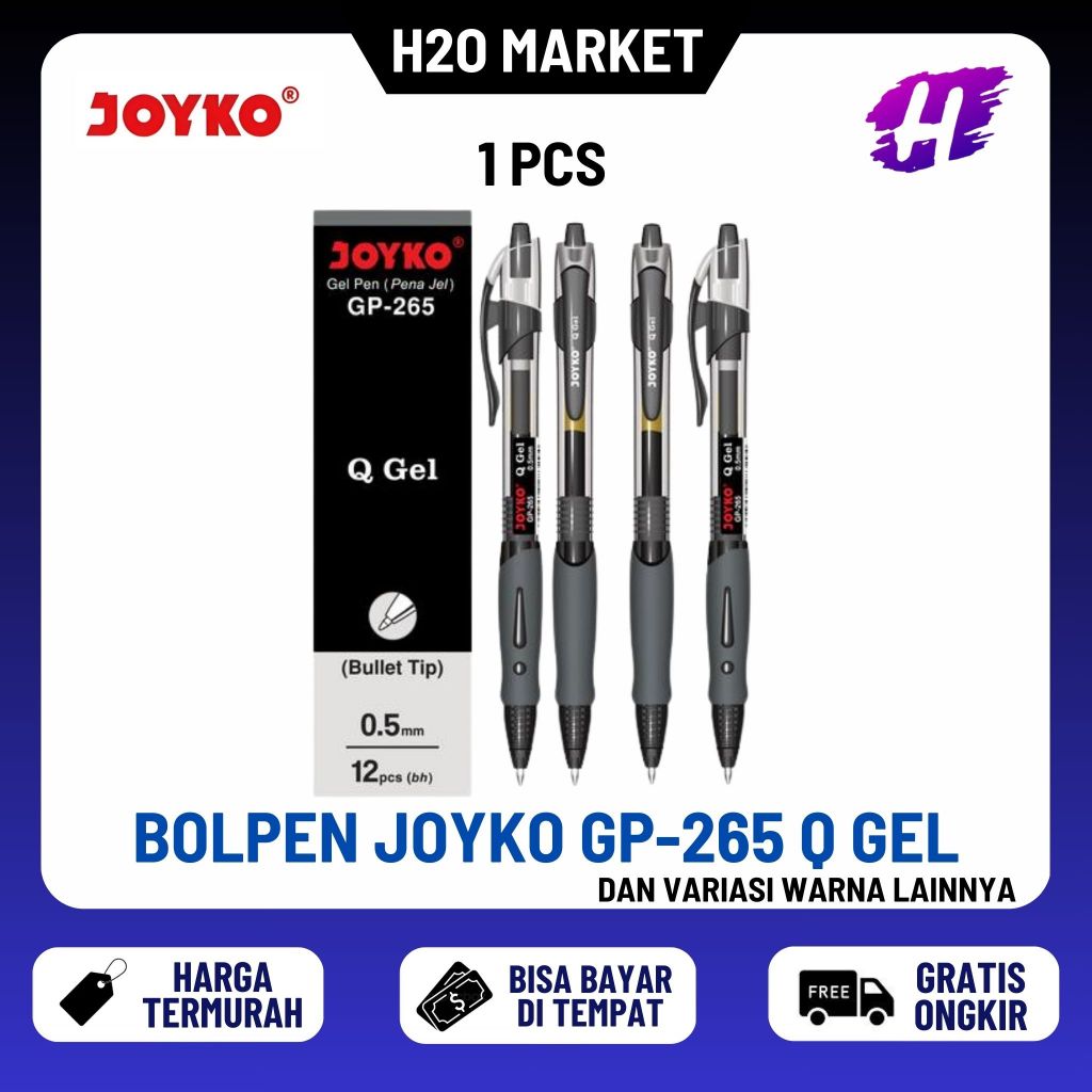 

❤️H2O❤️ Pulpen Joyko GP-265 Q Gel 0.5 mm ( 1 Pack = 12 Pcs )