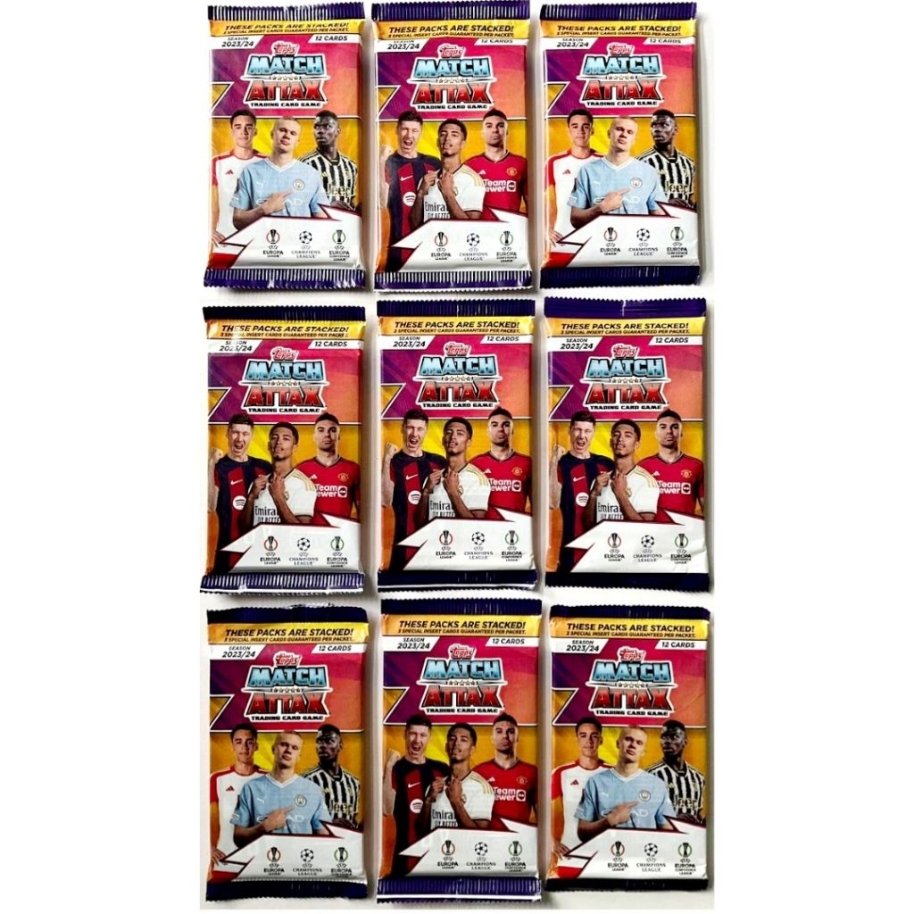 9x 2023/2024 Topps Match Attax UEFA Champions League Season [23/24] Trading Card Game Booster Pack (