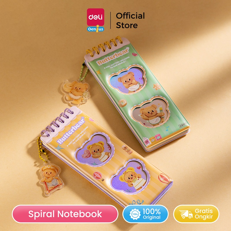 

Deli x Butterbear Spiral Notebook / Buku Tulis Buku Catatan Spiral Mini Pocket Size 48 Lembar HY226