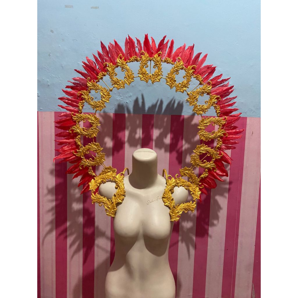 Maskot Karnaval bulat pakai bulu ayam / kostum karnaval