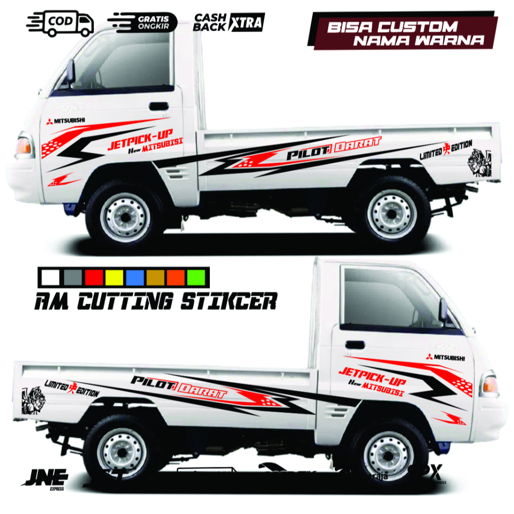 Stiker mobil pick up carry tss 120 stiker list PILOT DARATCASTOM NAMA mobil body side mobil pick up 