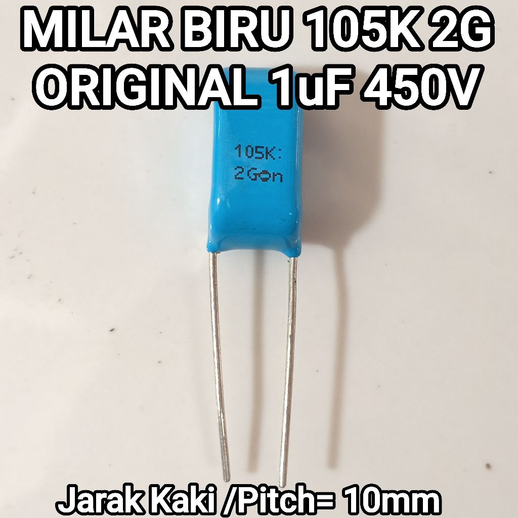 Kapasitor Milar 105K2G 105K 2G 1uF 450V Original Pitch 10mm cocok untuk Class D dll