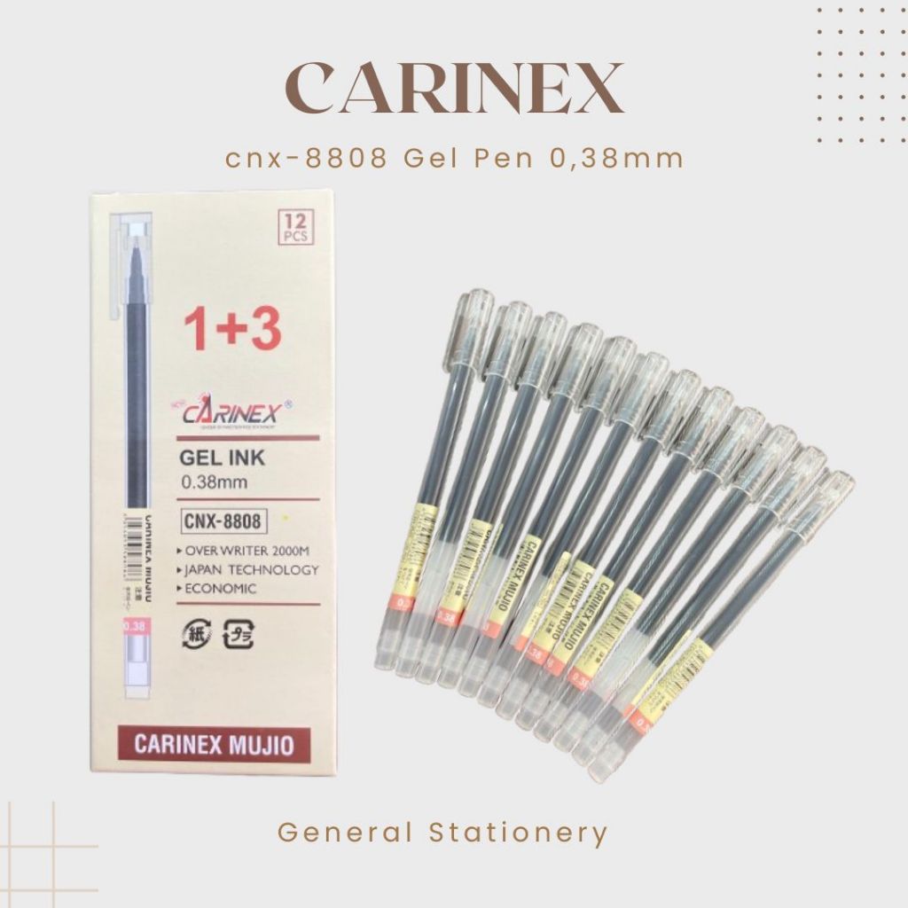

Carinex Gel Pen Cnx-8808 Mujio 0,38mm / Pulpen Gel Merk Carinex Cnx-8808 Mujio 0,38mm / 1 Pcs