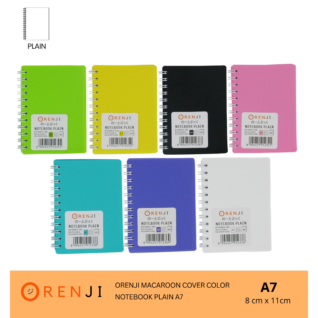 

Orenji Notebook Macaroon Cover Color - PLAIN Notebook A7 - Ukuran 8cm x 11cm - 60Halaman-Mencatat Tugas, Catatan Penting