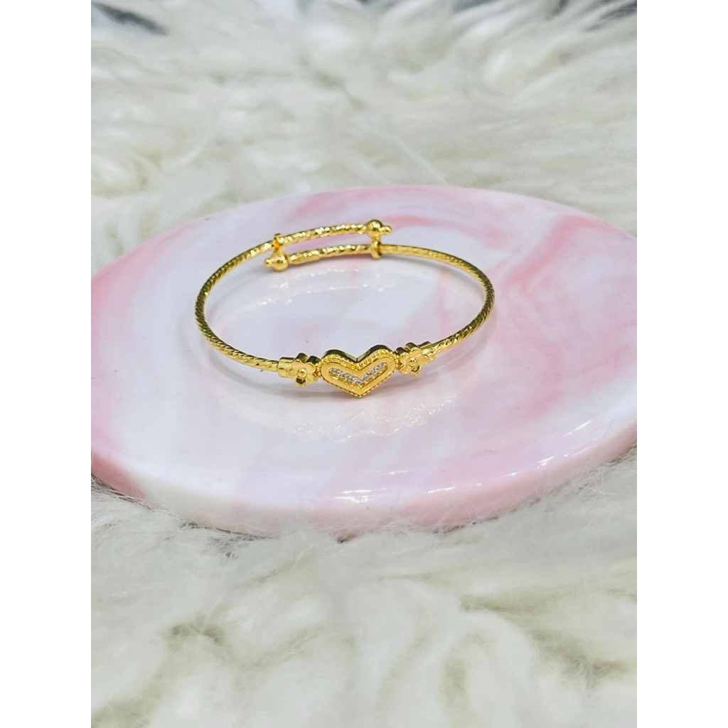 gelang bangle pipa anak love AD cute cantik emas asli kadar 875
