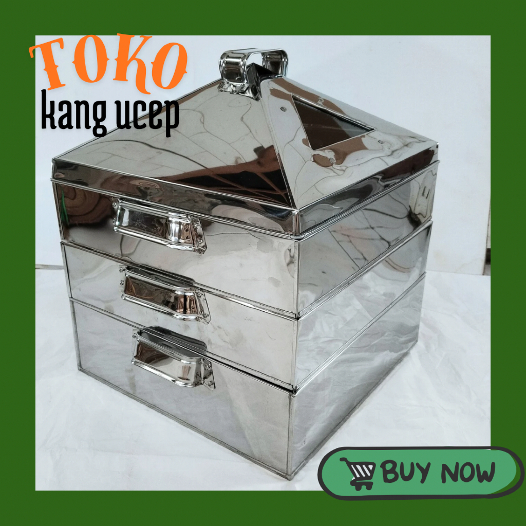 Klakat Susun 3 Stainless Kotak Kukusan Steamer Dimsum Kue Bolu Kukus Muffin