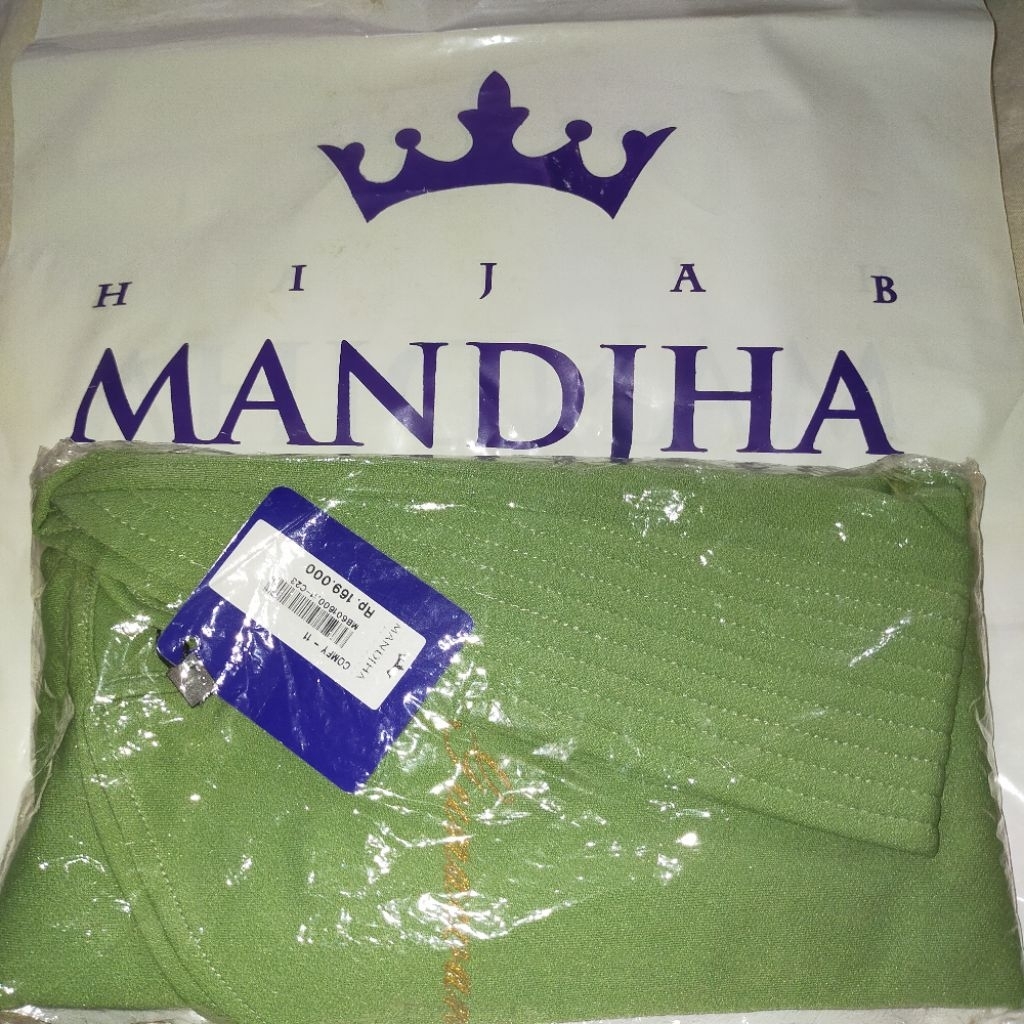 Mandjha Bergo Ivan Gunawan Fashion Original Hijab Scarf Comfy Kode 11 Hijau Sage Green,Produksi Warn
