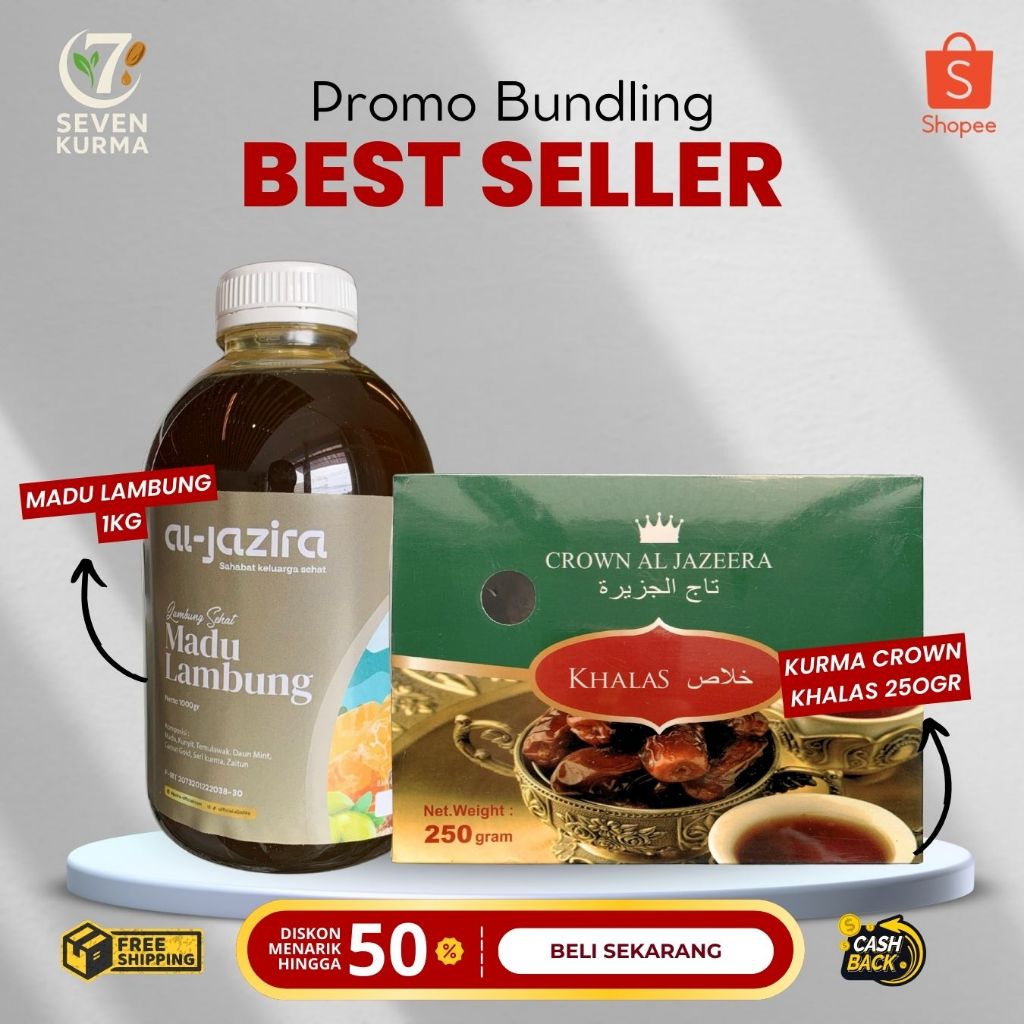 

Bundling Hemat Madu Lambung 1kg + Kurma Khalas Crown 250gr Madu Herbal Asli & Kurma Premium