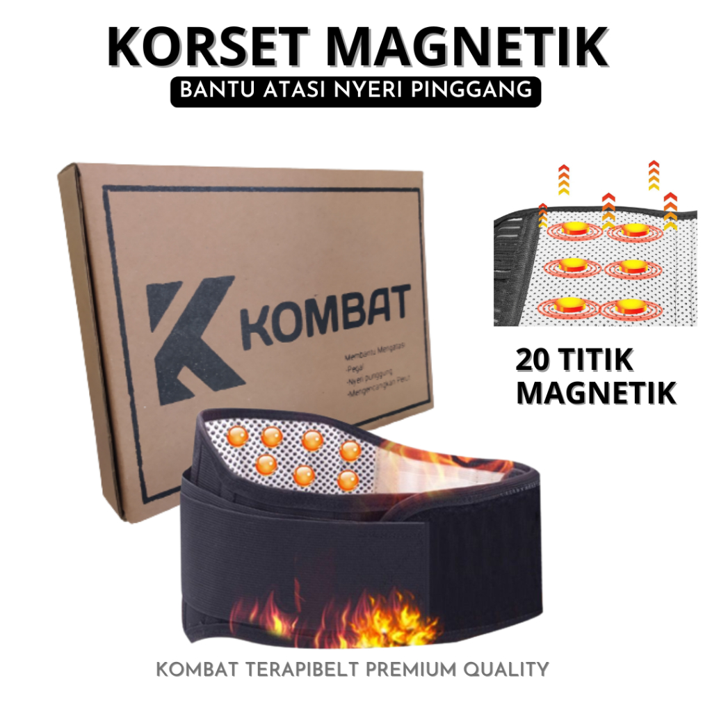 KORSET TERAPI MAGNETIK SAKIT PINGGANG  panas tanpa listrik bahan premium elastis