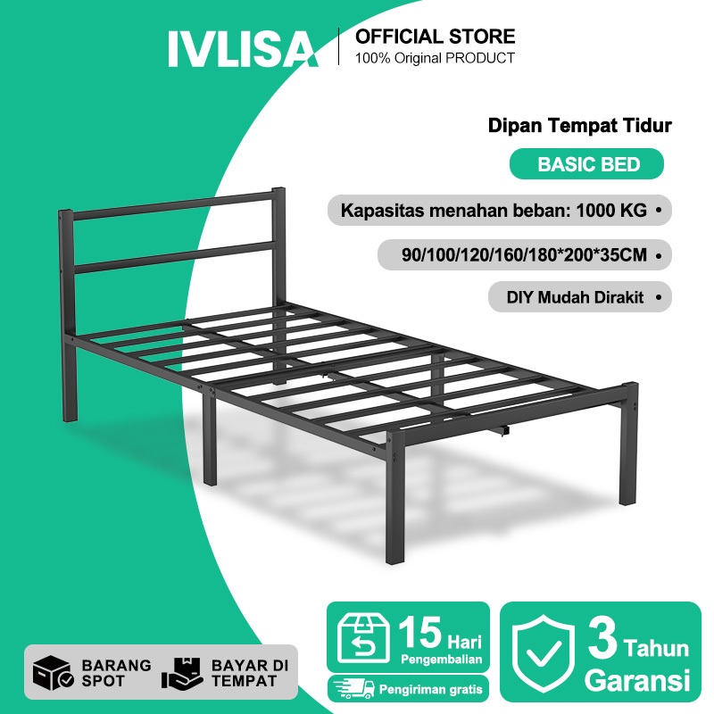IVLISA Basicbed Series 180x200CM Dipann Kasur Tatakan Kasur Minimalis Dipan Tempat Tidur Besi Yelena