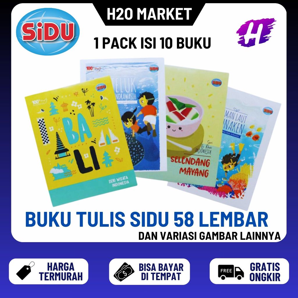 H2O❤️ BUKU TULIS SIDU 58 LEMBAR (1 PAK)