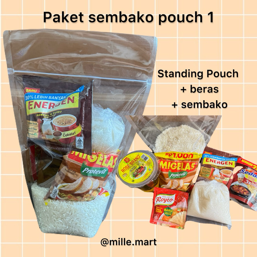 PAKET SEMBAKO STANDING POUCH 1 - SEMBAKO Tas atau box / parcel sembako murah/ paket sembako lebaran/