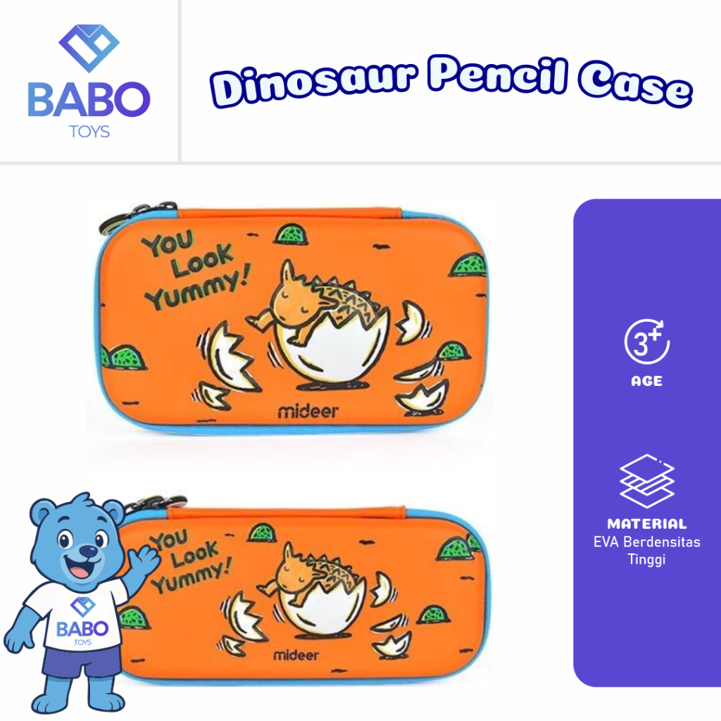 

Mideer Dinosaur Pencil Case 3D Kotak Tempat Pensil Anak Laki Laki Dinosaurus Dino 3+