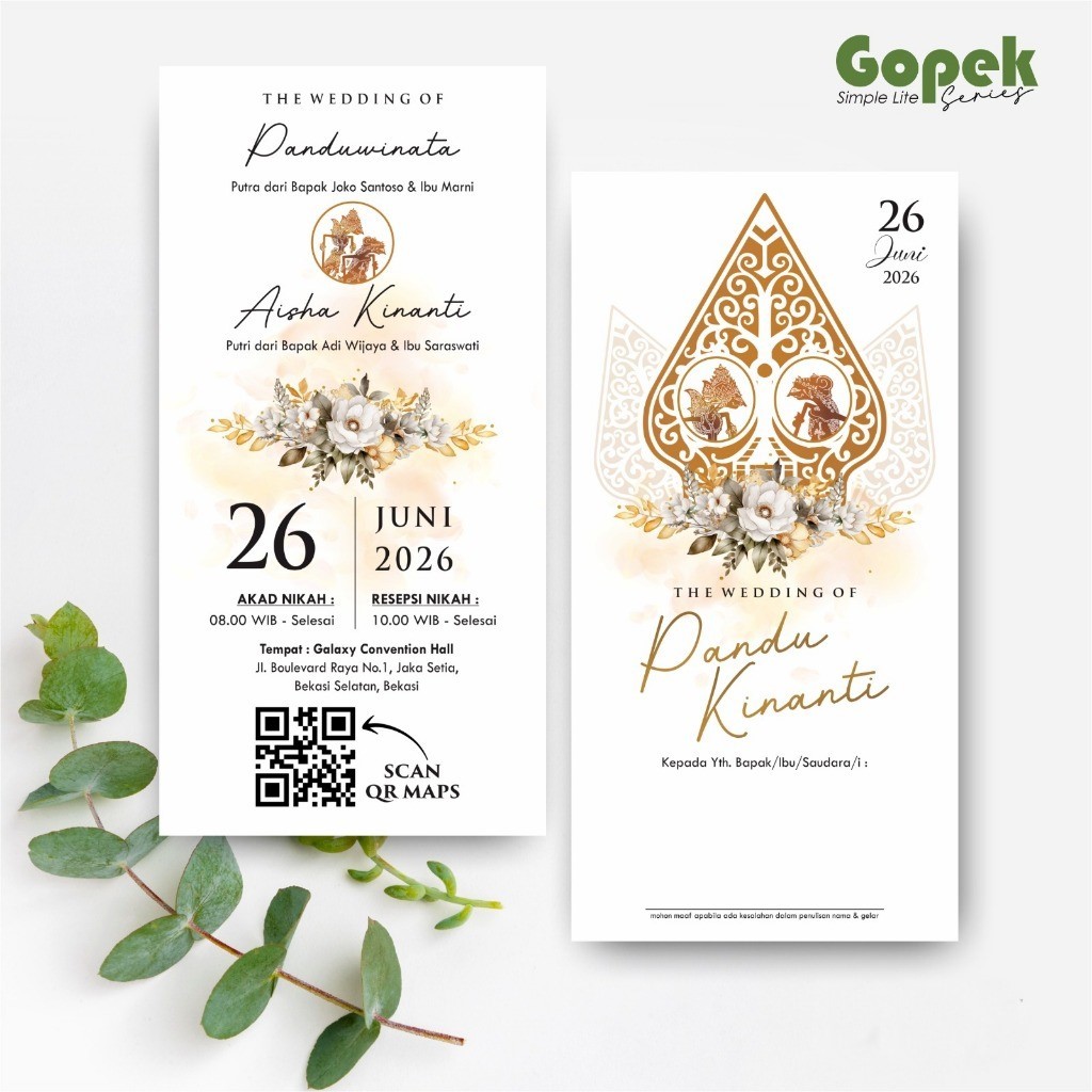 Undangan Pernikahan Murah Custom Full Color | Undangan Nikah Gopek Lite Minimalis Aesthetic Terlaris