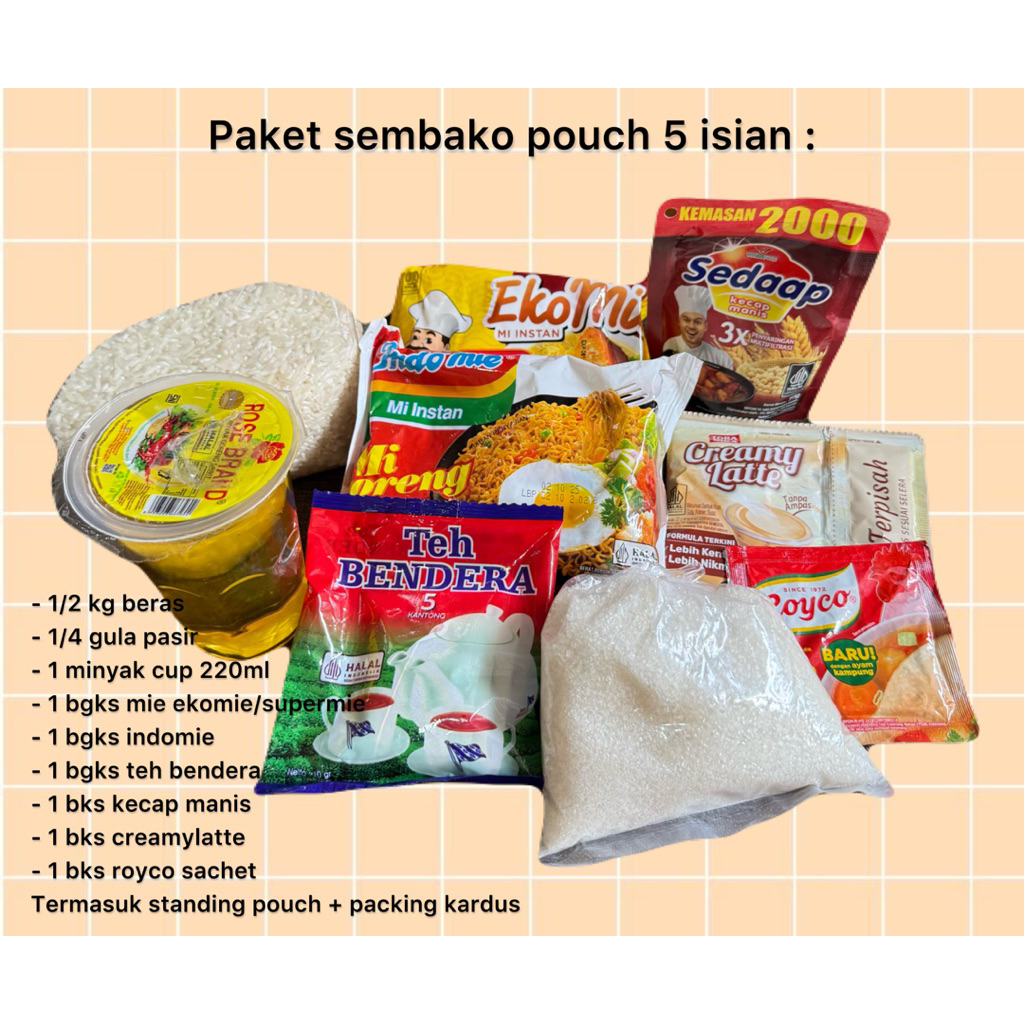Paket Sembako Standing Pouch 5 - Sembako Tas Atau Box / Parcel Sembako Murah/ Paket Sembako