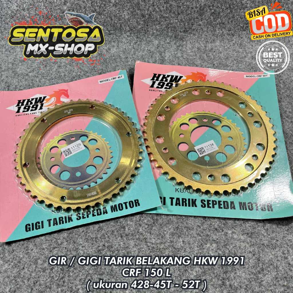 GEAR / GIR BELAKANG GOLD CRF150 L UKURAN 428 45T/46T/47T/48T/49T/50T/51T/52T MERK HKW1991