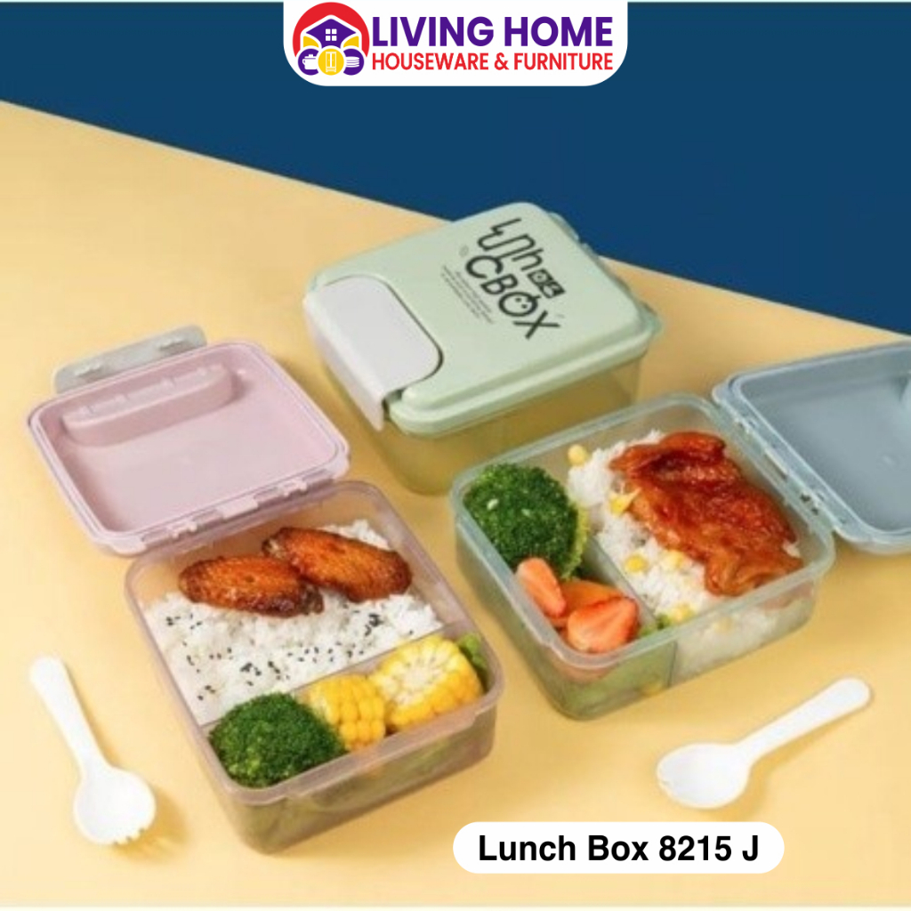 Lunch Box Kotak Makan Set 2 Sekat Sudah BPA Free Anti Tumpah Free Botol Minum & Sendok / Taperware A