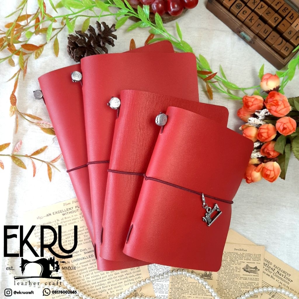 

A5 • REGULAR • A6 • PASSPORT - RED CHILLI PEPPER - GENUINE LEATHER COVER TRAVELERS NOTEBOOK / JURNAL KULIT ASLI / DIARY / JOURNAL