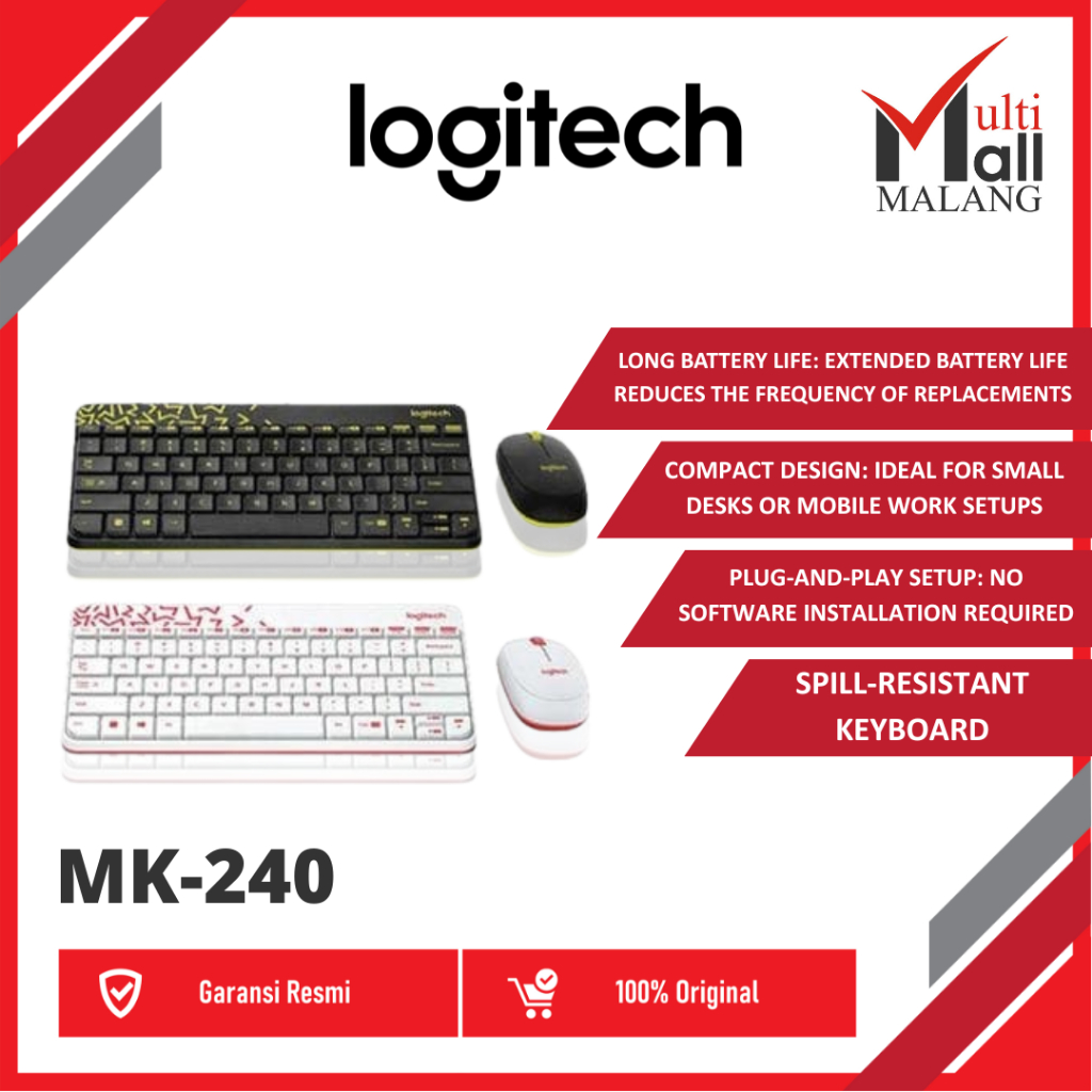 Logitech MK240 Wireless Keyboard dan Mouse